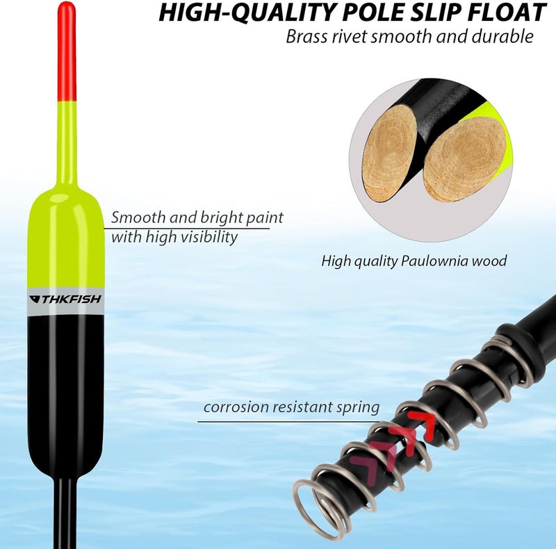 THKFISH Fishing Bobbers Fishing Floats and Bobbers Slip Bobbers for Fishing Balsa Floats Crappie Fishing Bobbers Fixed Bobber (1.5"X0.59"X5.4") (2.5"X0.59"X5.4") - Image 3